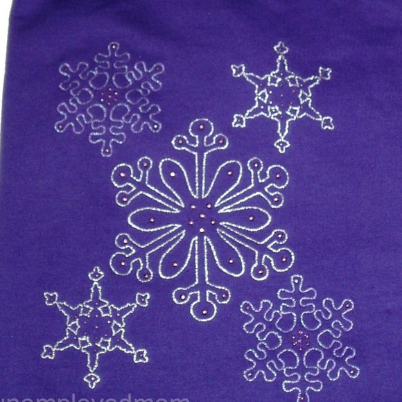 Sweatshirt Women's Purple Snowflake Rhinestones Top Sweater Holiday Christmas - Picture 4 of 6